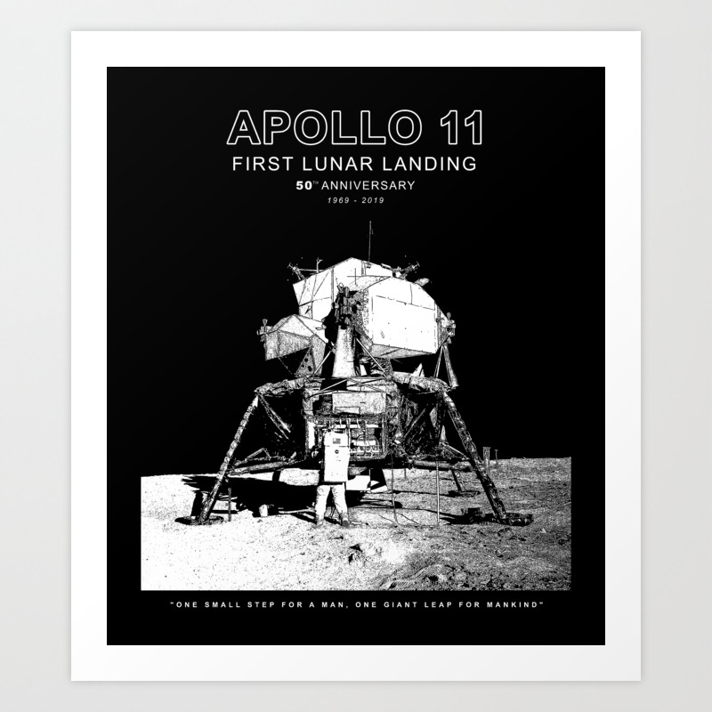 Apollo 11 50th Anniversary Logo Lunar Landing Moon Space 2 Art Print By Pablomarques Society6