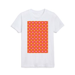 Retro Blooms Pattern in Orange Kids T Shirt