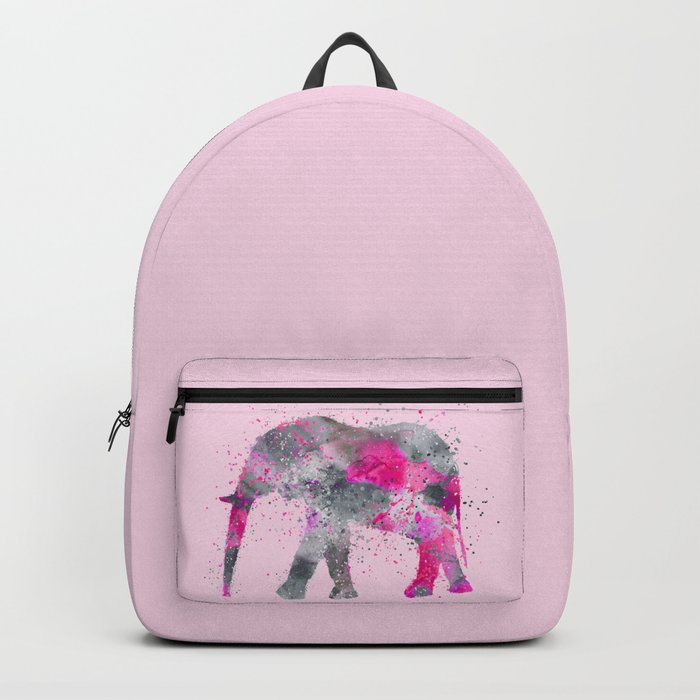 Crazy pink Elephant Paint Splatter Art Backpack by LebensART
