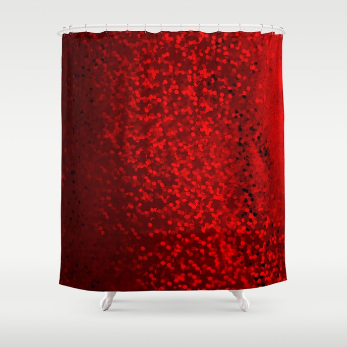 Red sequins dark red  confetti Shower Curtain