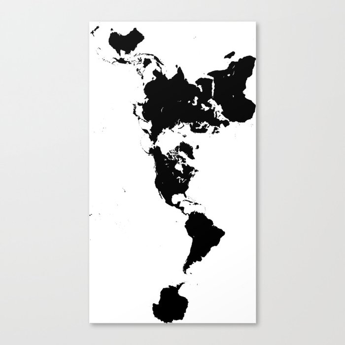 Dymaxion World Map (Fuller Projection Map) - Minimalist Black on White Canvas Print
