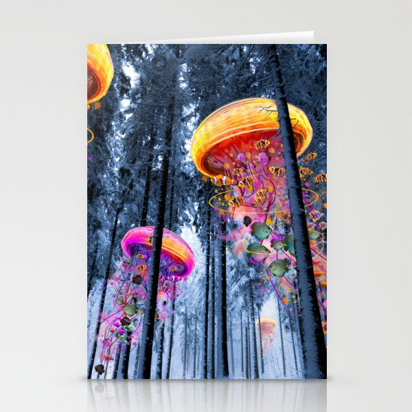 Winter Forest of Electric Jellyfish Worlds Stationery Cards