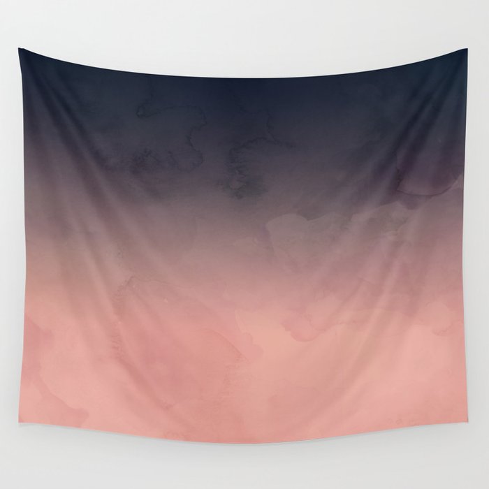 Society6 Modern Abstract Dark Navy Blue Peach Watercolor Ombre Gradient by Girly Trend by Audrey Chenal on 