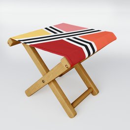 Abstract geometry - red, pink, yellow and orange Folding Stool