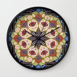 Moleculotus Mechayantradala Wall Clock | Eyes, Acrylic, Flower, Molecular, Painting, Mechanical, Pattern, Ink, Sacredgeometry, Mandala 