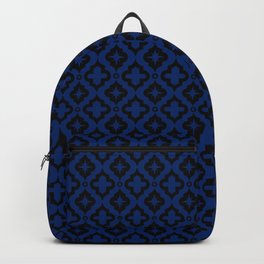 Blue and Black Ornamental Arabic Pattern Backpack