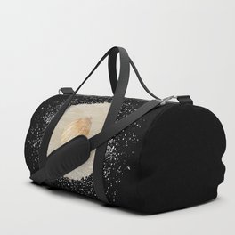 Watercolor Seashell and Sand Circle on Black Duffle Bag