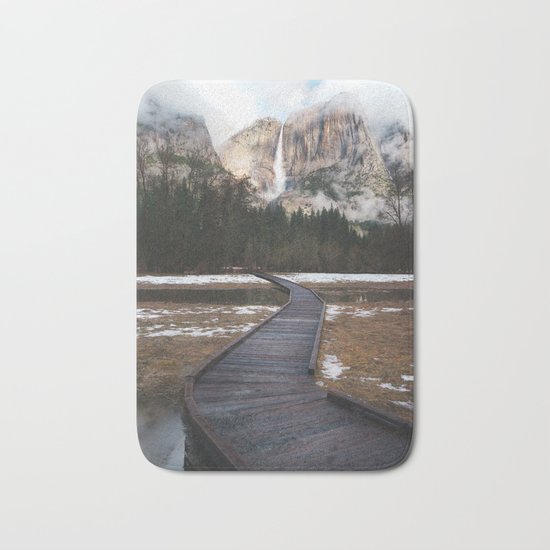 Yosemite Falls at Winter | Yosemite National Park, California Bath Mat