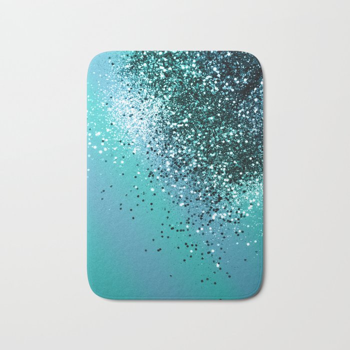 Aqua Blue OCEAN Glitter #1 (Faux Glitter) #shiny #decor #art #society6 Bath Mat