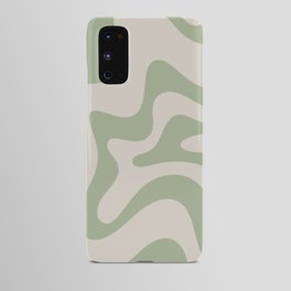 Retro Liquid Swirl Abstract Pattern Square Sage Green and Almond Beige Android Case