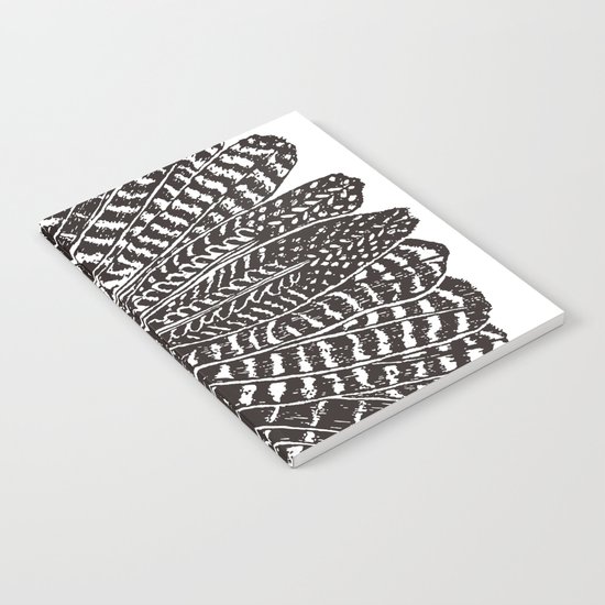 TRIBAL FEATHERS - BLACK Notebook