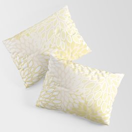 Floral Prints, Soft Yellow and White, Modern Print Art Pillow Sham