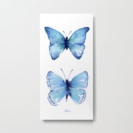 Blue Butterfly Watercolor Metal Print | Animal, Splatter, Watercoloranimals, Abstractbutterfly, Children, Watercolor, Nature, Illustration, Cartoon, Painting 