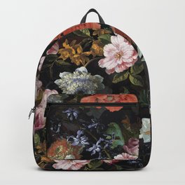 Antique Botanical Roses And Poppies Midnight Garden Backpack