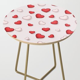 Red White Valentines Love Heart Collection Side Table