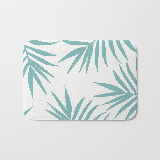 Delicate Green Tropical Leaves Pattern Bath Mat