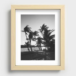 black and white palm trees Recessed Framed Print
