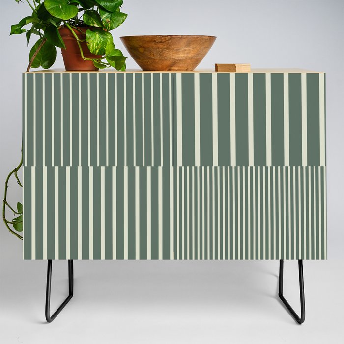 Stripes Pattern and Lines 14 in Sage Green Credenza