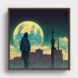 The Moon Dream City Art Framed Canvas