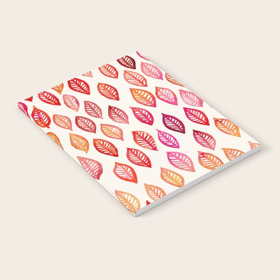 Watercolor Leaf Pattern in Autumn Colors Notebook