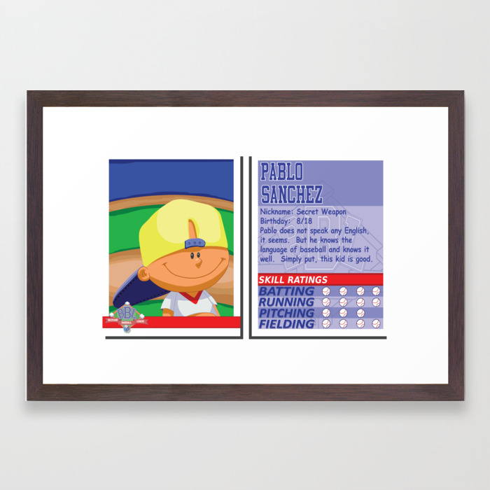 Pablo Sanchez Stat Card Backyard Baseball Framed Art Print By