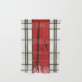 Shoji with bamboo ink painting Wall Hanging