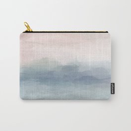 Blush Pink Mint Sky Baby Blue Abstract Ocean Sky Sunrise Wall Art, Water Clouds Painting Carry-All Pouch