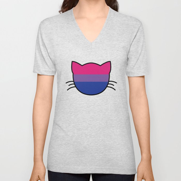 Bisexual Flag Cat V Neck T Shirt
