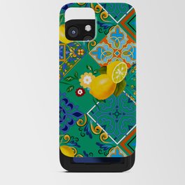 Tiles,mosaic,azulejo,quilt,Portuguese,majolica,lemons,citrus. iPhone Card Case