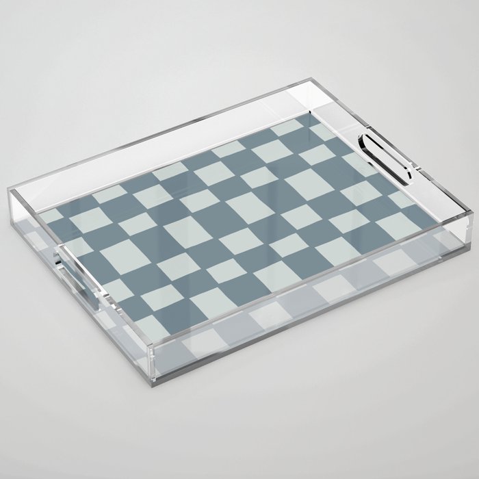 Tipsy checker in blue fog Acrylic Tray