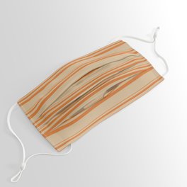 [ Thumbnail: Chocolate and Tan Colored Lined/Striped Pattern Face Mask ]