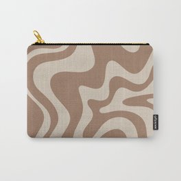 Liquid Swirl Contemporary Abstract Pattern in Chocolate Milk Brown and Beige Carry-All Pouch