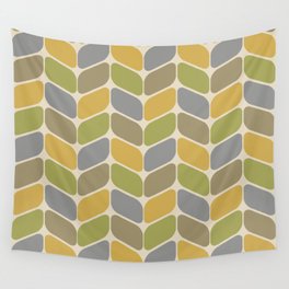 Vintage Diagonal Rectangles Green Yellow Gray Wall Tapestry