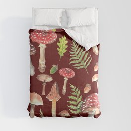 Maroon Mushroom Set Comforter
