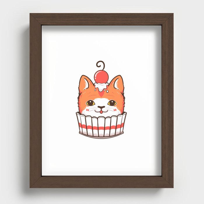 Cup cake cat Recessed Framed Print