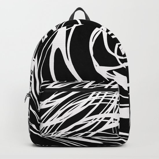 Abstract white pattern on a black background . Backpack