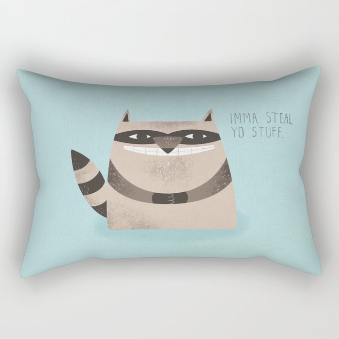 Sneaky Raccoon Rectangular Pillow