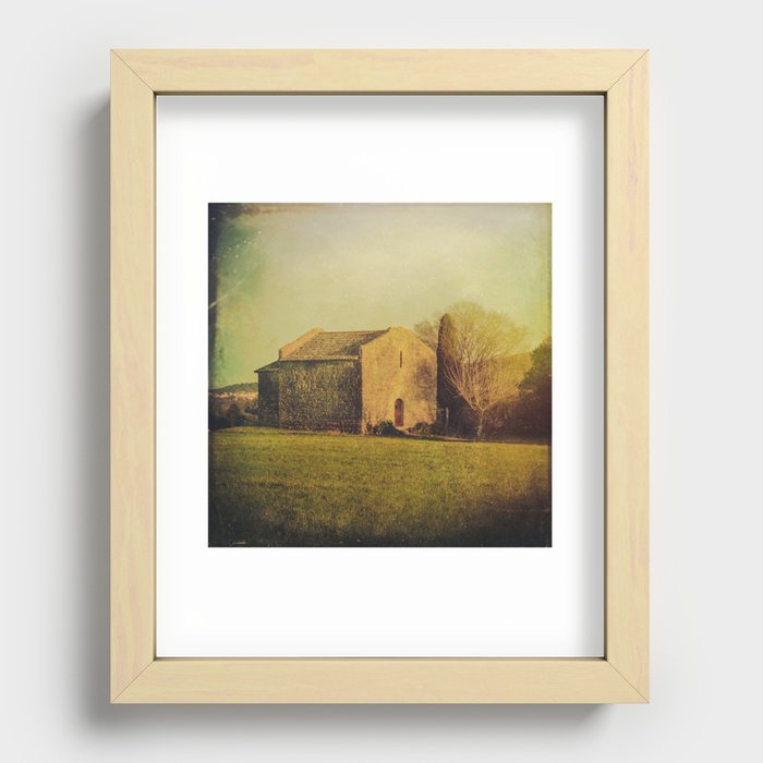 A cute small stone house without windows Recessed Framed Print