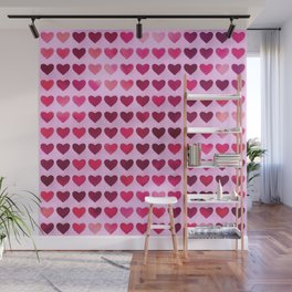 Rainbow Hearts Pink Red Cranberry Wall Mural