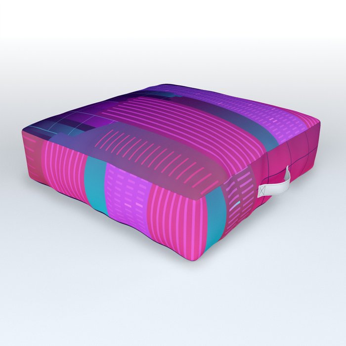 neon synthwave city Outdoor Floor Cushion