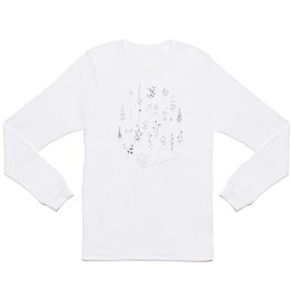 White Wildflowers Pattern Long Sleeve T-shirt