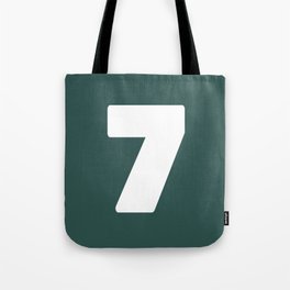 7 (White & Dark Green Number) Tote Bag