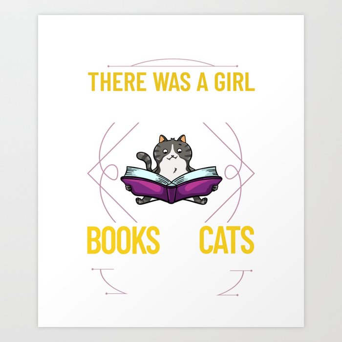 Cat Read Book Reader Reading Librarian Art Print