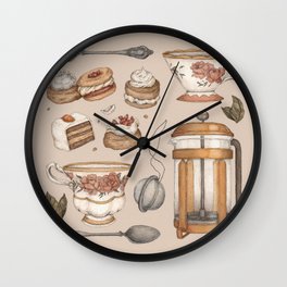 Tea Time Wall Clock | Teacup, Collection, Illustration, Drawing, Tea, Painting, Artwork, Cup, Digital, Curated 