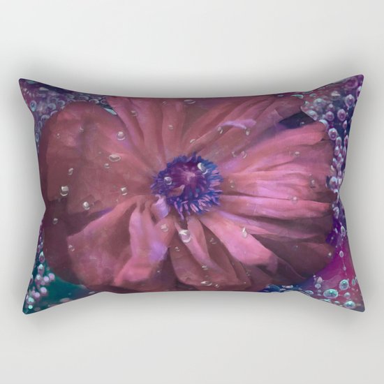 Smoky pink poppy in the dew Rectangular Pillow
