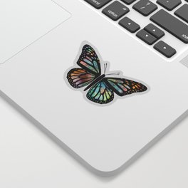 Watercolor Monarch Butterfly Colorful Art Sticker