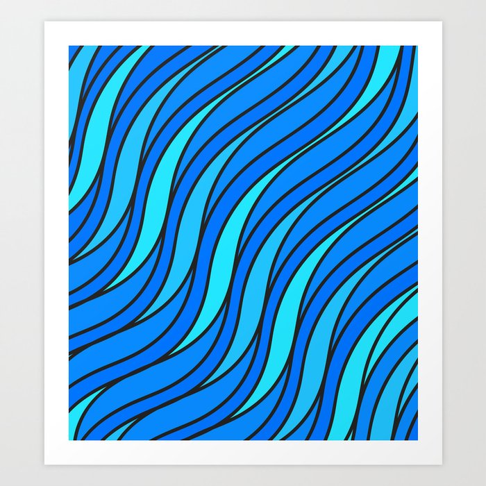 Abstract Blue Waves Art Print By Crearinery Society6