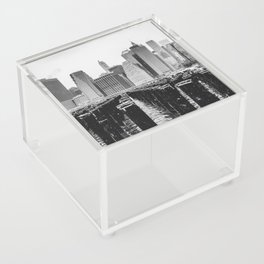 New York City Manhattan skyline black and white Acrylic Box