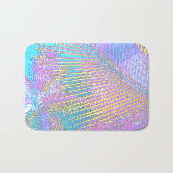 Pastel Palm tree leaves Bath Mat