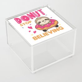 Cute Sloth Funny Animals In Donut Pink Acrylic Box